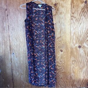 Lularoe Vest Feathers Orange Blue Women's Size Small
